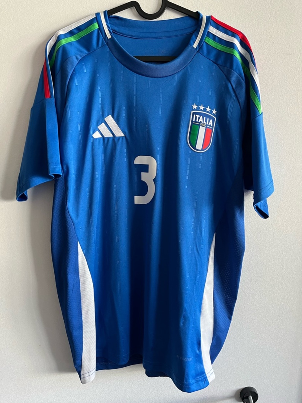 Italy 2024 adidas Home Soccer Jersey #3 DiMarco Size Large
